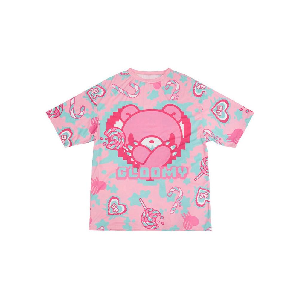 Gloomy Bear Pastel Pink & Blue Candy Heart Kawaii Punk Emo XXL T shirt Unisex